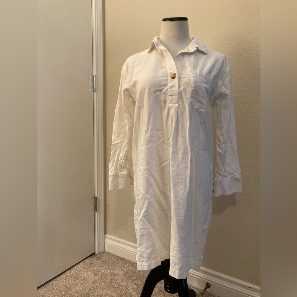 Old Navy Classic White Linen Shirt Dress